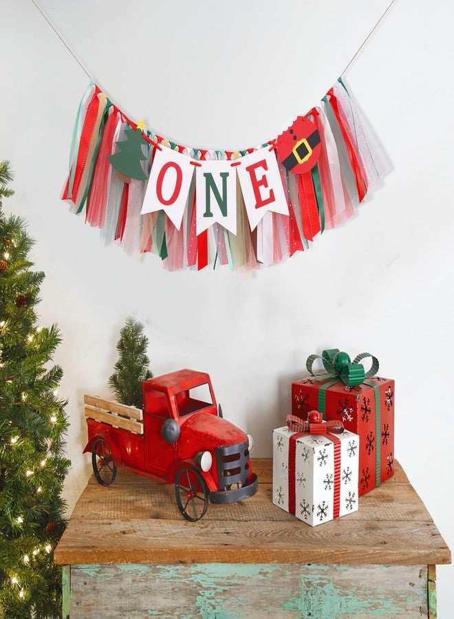 HIKLO Christmas 1st Birthday High Chair Banner - My First Christmas Highchair Banner, Best Christmas Tree One Birthday Party Supplies, Santa Party Decorations for Baby, Holiday Cake Smash Photo Props - Image 3